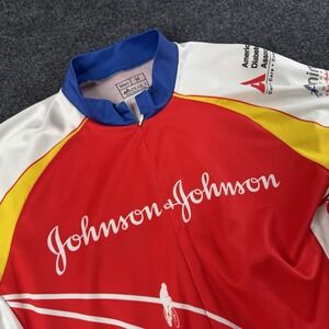 Peak 1 Cycling Jersey Johnson & Johnson 1/2 Zip Red White Mens M